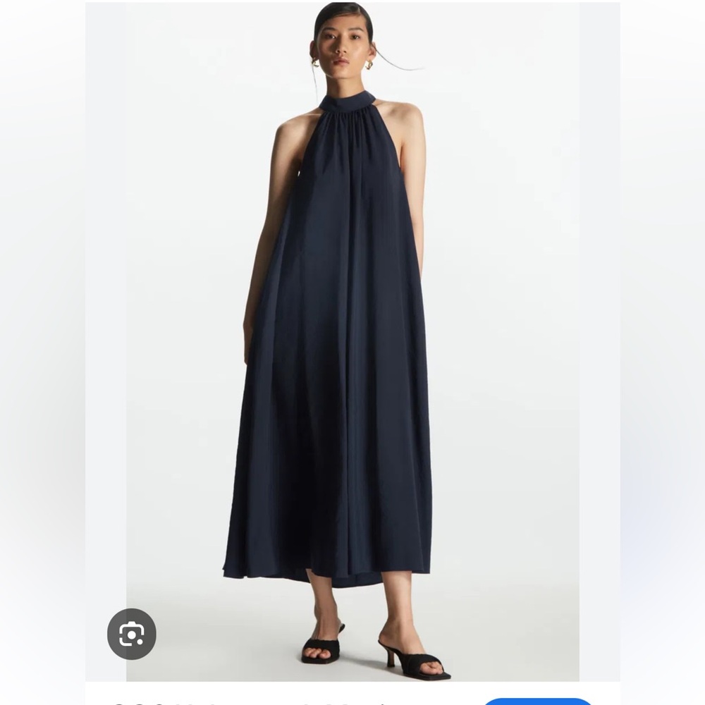 COS halterneck maxi dress - navy , small/4